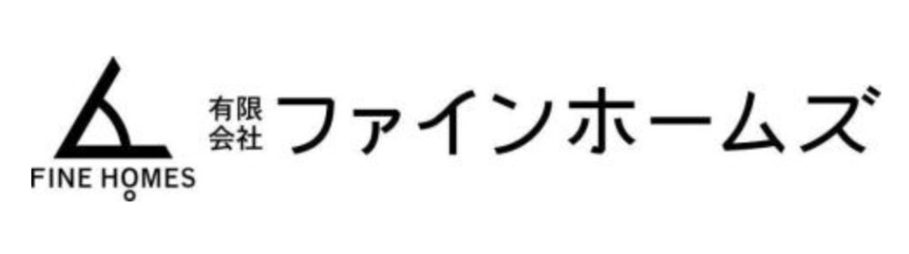 三角形をモチーフにしたシンボルと「有限会社ファインホームズ」と書かれたロゴマーク