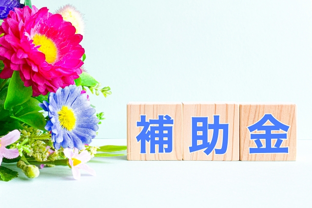補助金の文字列と花
