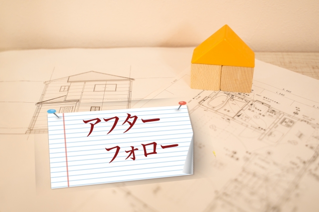 家の模型とアフターフォローの文字列